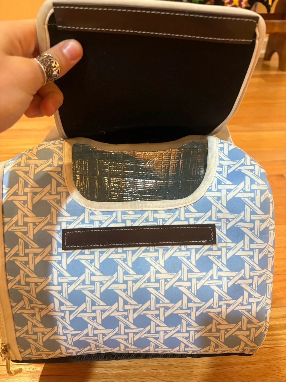 Kanga Cooler Bag Insulated Carry Handle Blue/White The Beaufort Bonnet Compay